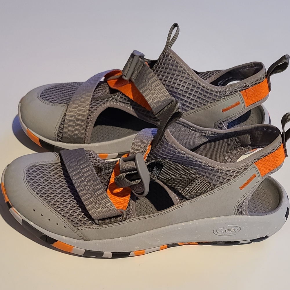 Chacos Odyssey Sport Sandal Men's 10 Water/Hiking Shoes Gray/Orange/Black NEW